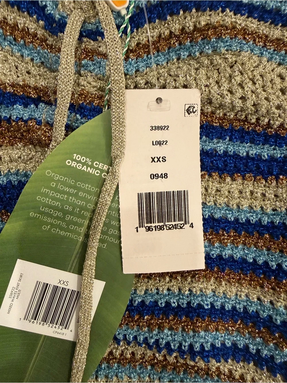 NWT Farm Rio mixed waves striped knit maxi skirt in the blues XXS